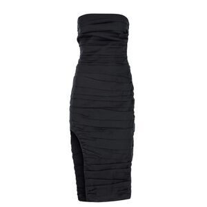 ZEYNEP ARCAY Strapless Ruched Midi Dress In Black NWT Size US 8